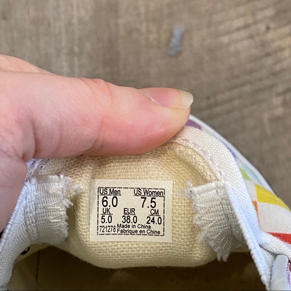 Rainbow Checkerboard Vans Slip Ons 🌈 - Picture 3 of 3